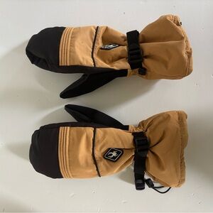 Spyder Men's Two-Tone Brown and Black Ski Mittens